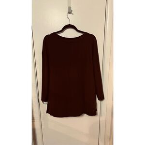 Eileen Fisher Brown Cozy Organic Cotton Interlock Top Size M